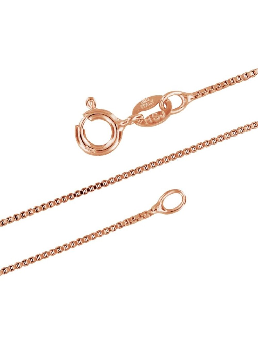 Elegant 14kt Rose Gold Plated Sterling Silver 1mm Box Chain Necklace for